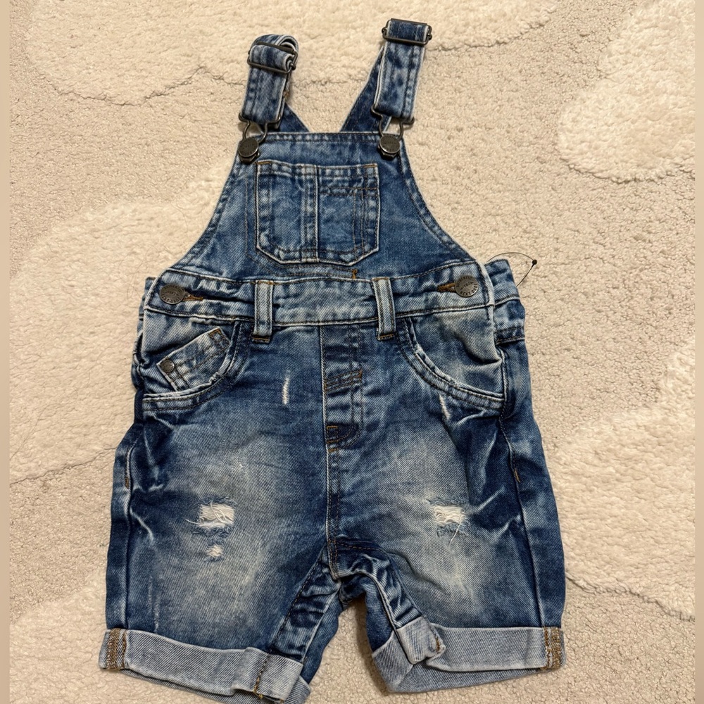 Next Kids Distressed Blue Overalls